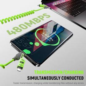 Câble USB 4en1 à Ressort Fast Charge 65 W – كابل شحن سريع