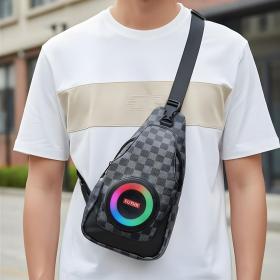 Sac à Bandoulière avec Haut Parleur Bluetooth Rechargeable RGB CH-M818 – حقيبة رجالية مع مكبر صوت بلوتوث مدمج
