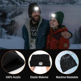 Bonnet LED Unisexe Rechargeable par USB – Gris